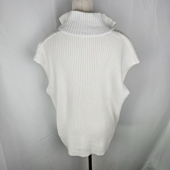 Haven Well Within Organic Cotton Sleeveless Rib Knit Half-Zip Sweater XL White - Picture 6 of 10